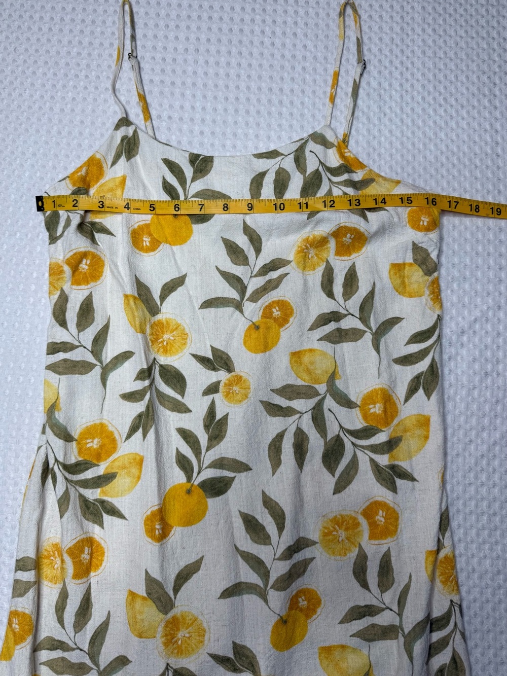 Z Supply Raelyn Citrus Linen Blend Mini Dress Yellow Lemon Print SZ M Beachy - Picture 7 of 8